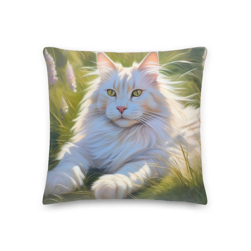 PugMug Custom White Maine Coon Cat Premium Pillow
