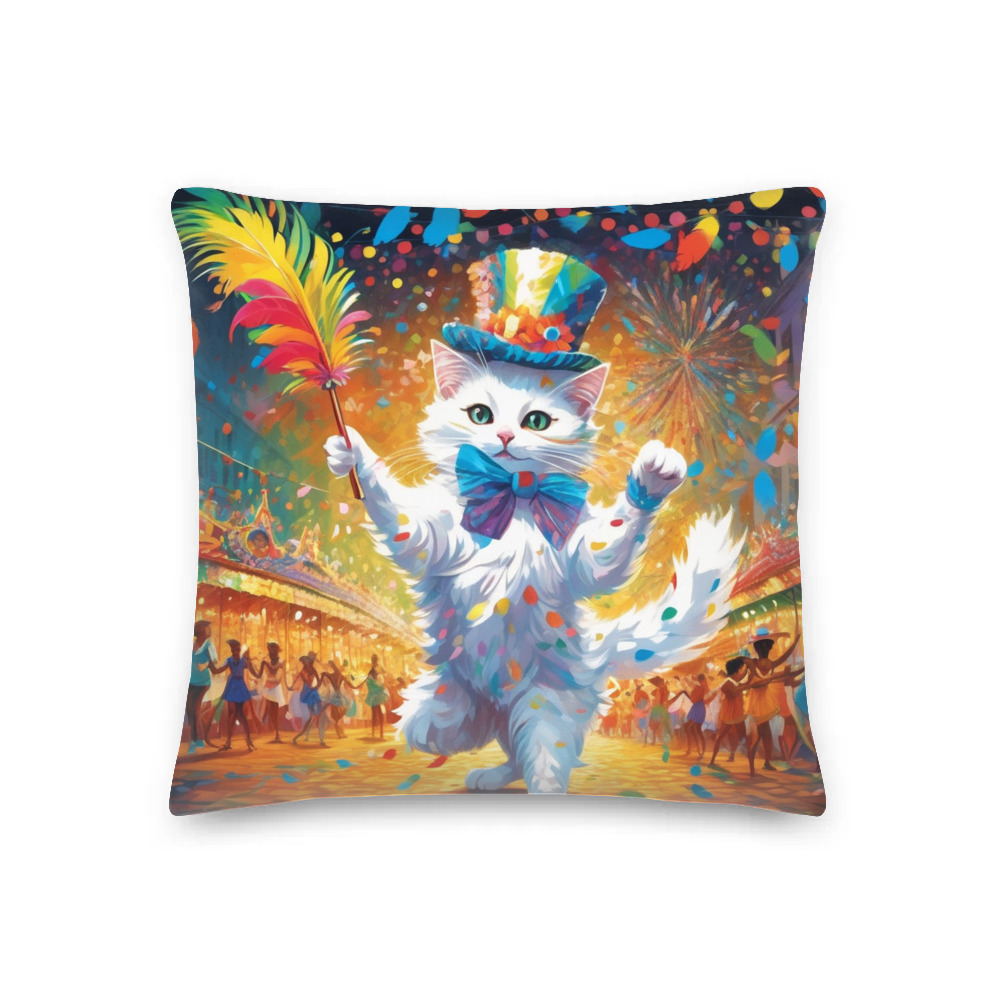 PugMug Custom White Companion Cat Premium Pillow