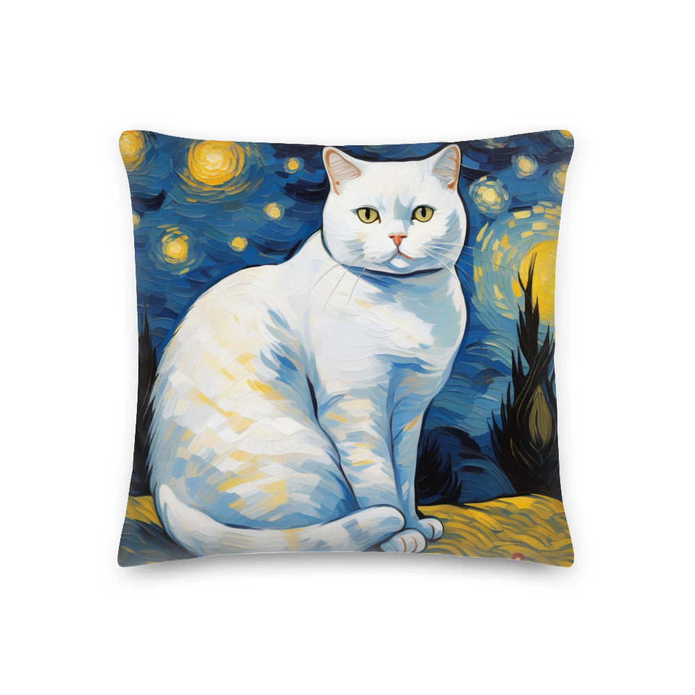 PugMug Custom White British Shorthair Cat Premium Pillow