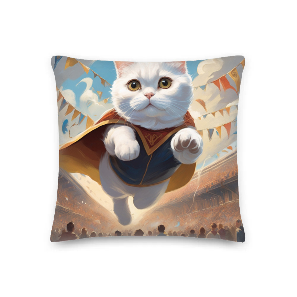 PugMug Custom White Scottish Fold Cat Premium Pillow