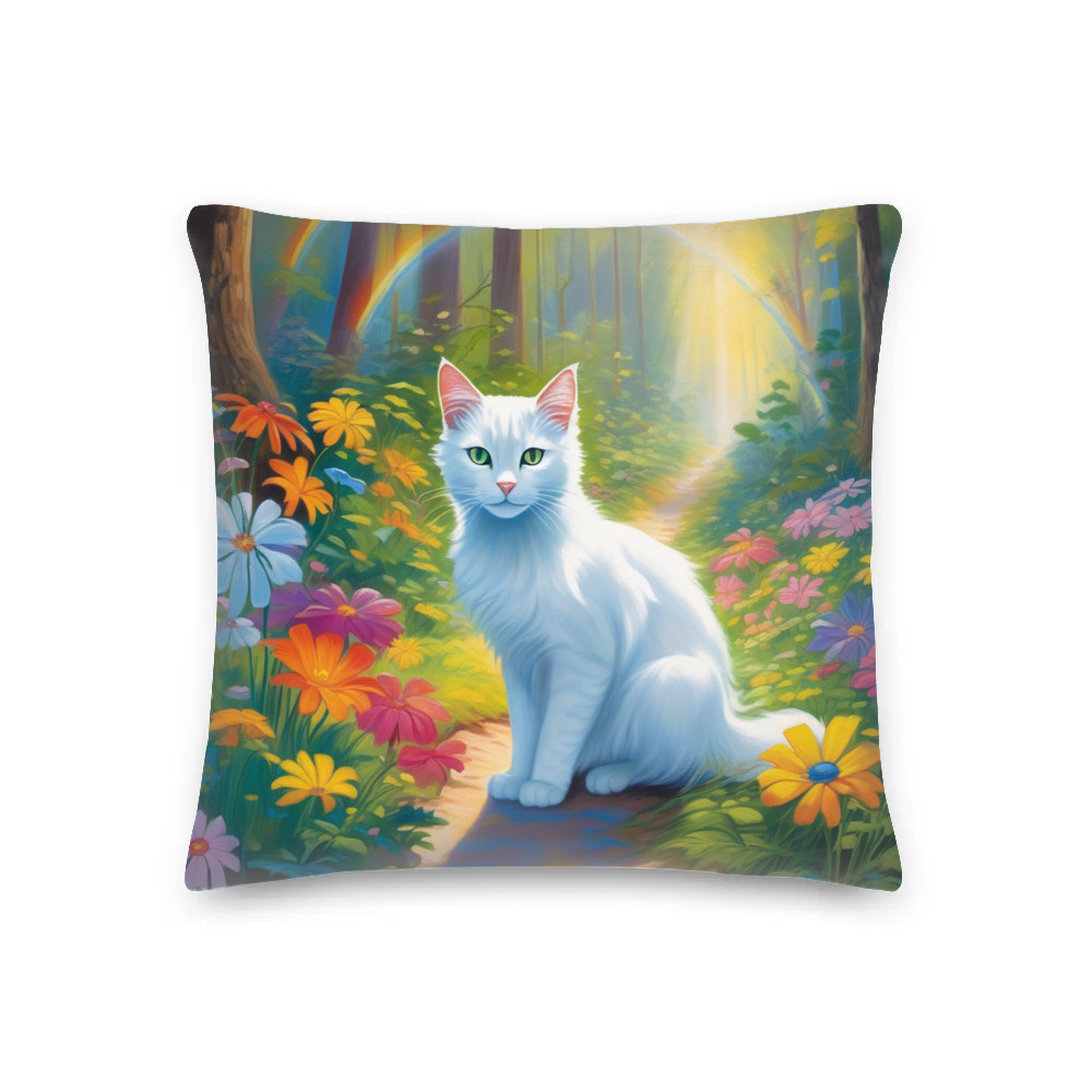 PugMug Custom White Companion Cat Premium Pillow