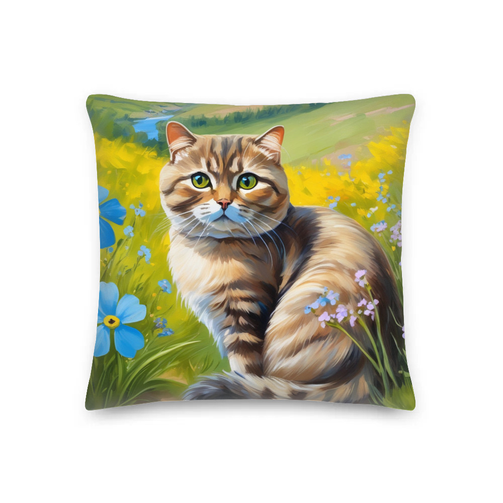 PugMug Custom Tabby Scottish Fold Cat Premium Pillow