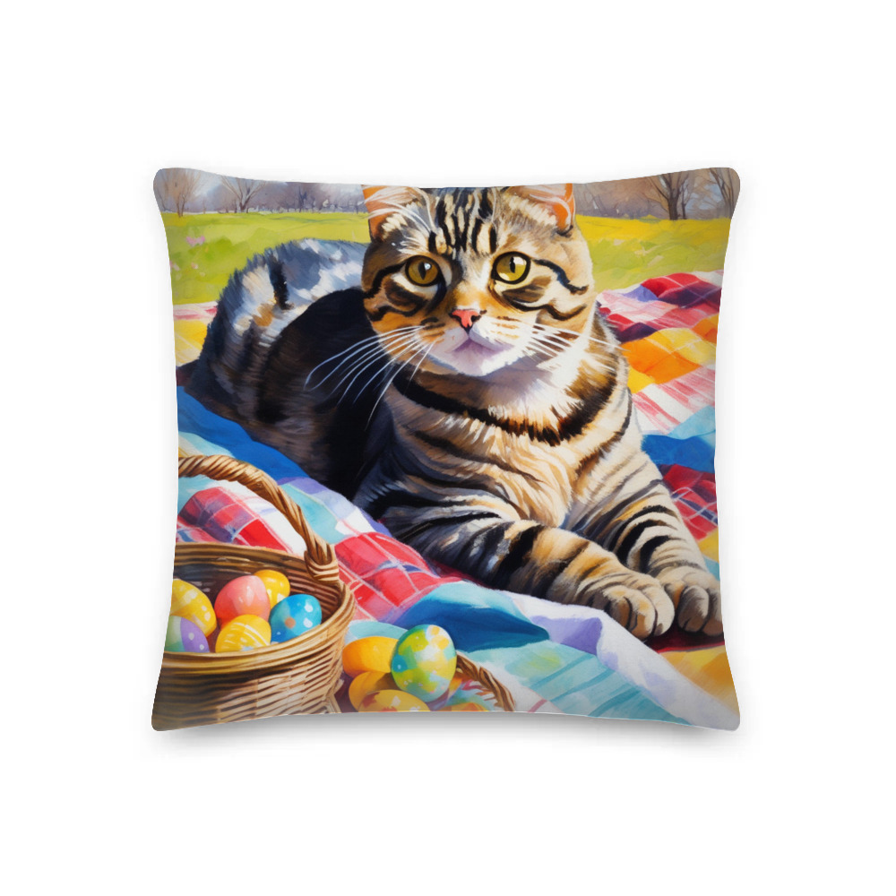 PugMug Custom Tabby Scottish Fold Cat Premium Pillow
