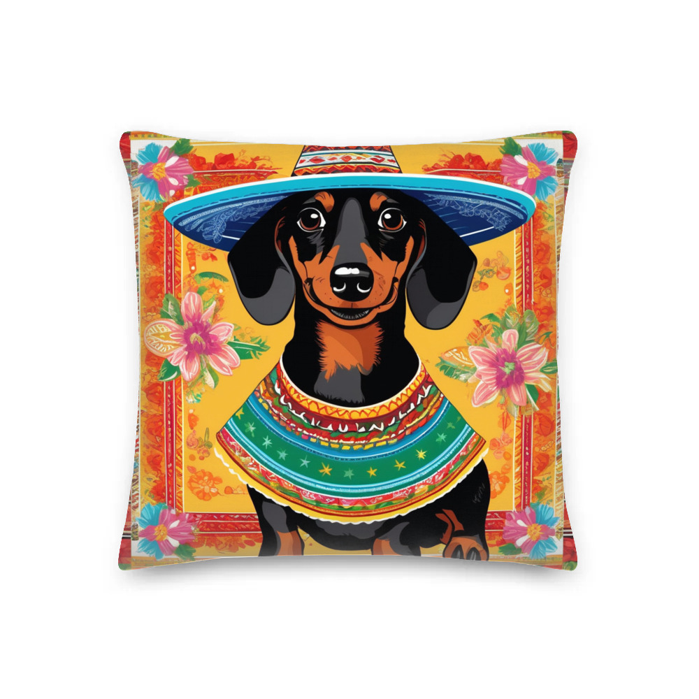 PugMug Custom Black Dachshund Premium Pillow