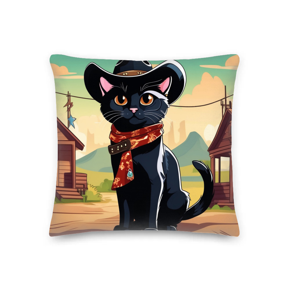 PugMug Custom Black Companion Cat Premium Pillow