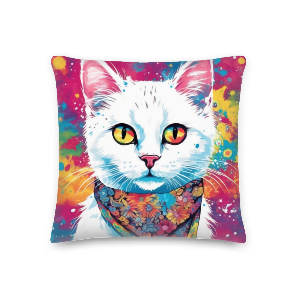 PugMug Custom White Companion Cat Premium Pillow