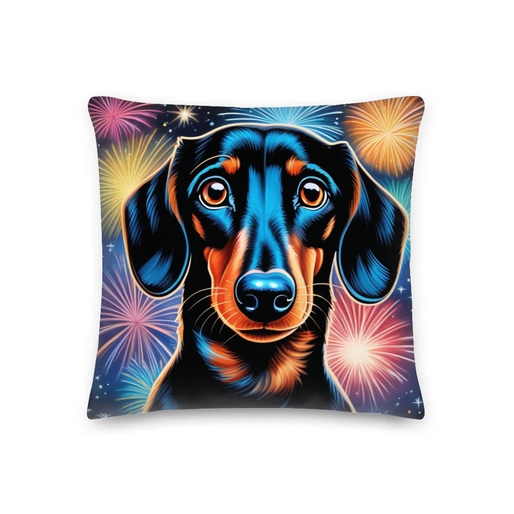 PugMug Custom Black Dachshund Premium Pillow