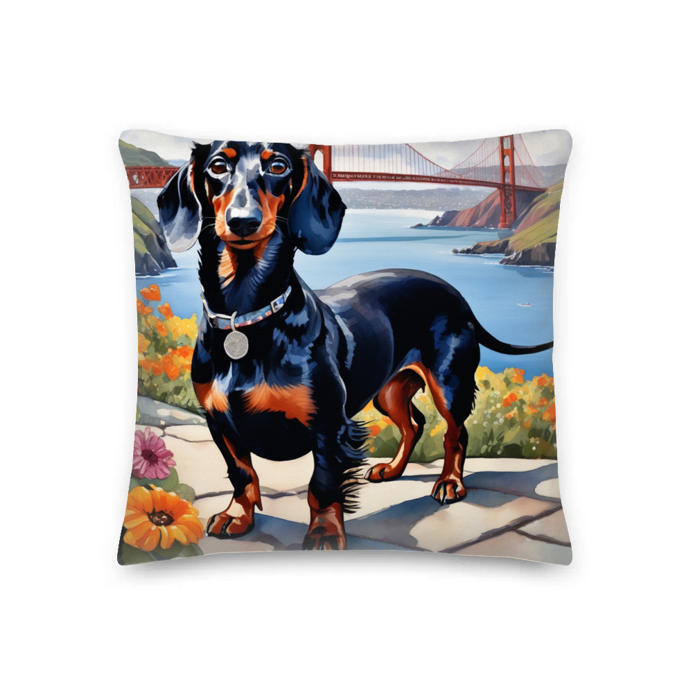 PugMug Custom Black Dachshund Premium Pillow