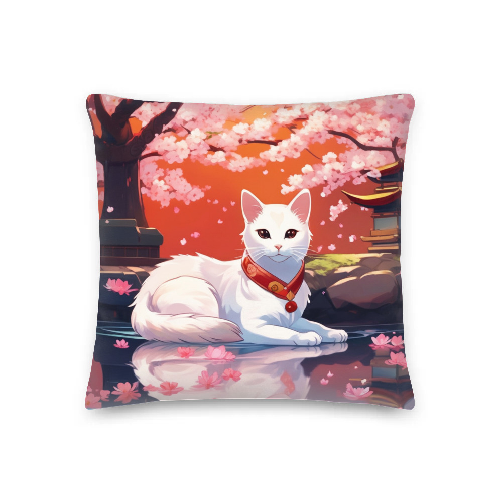 PugMug Custom White Companion Cat Premium Pillow