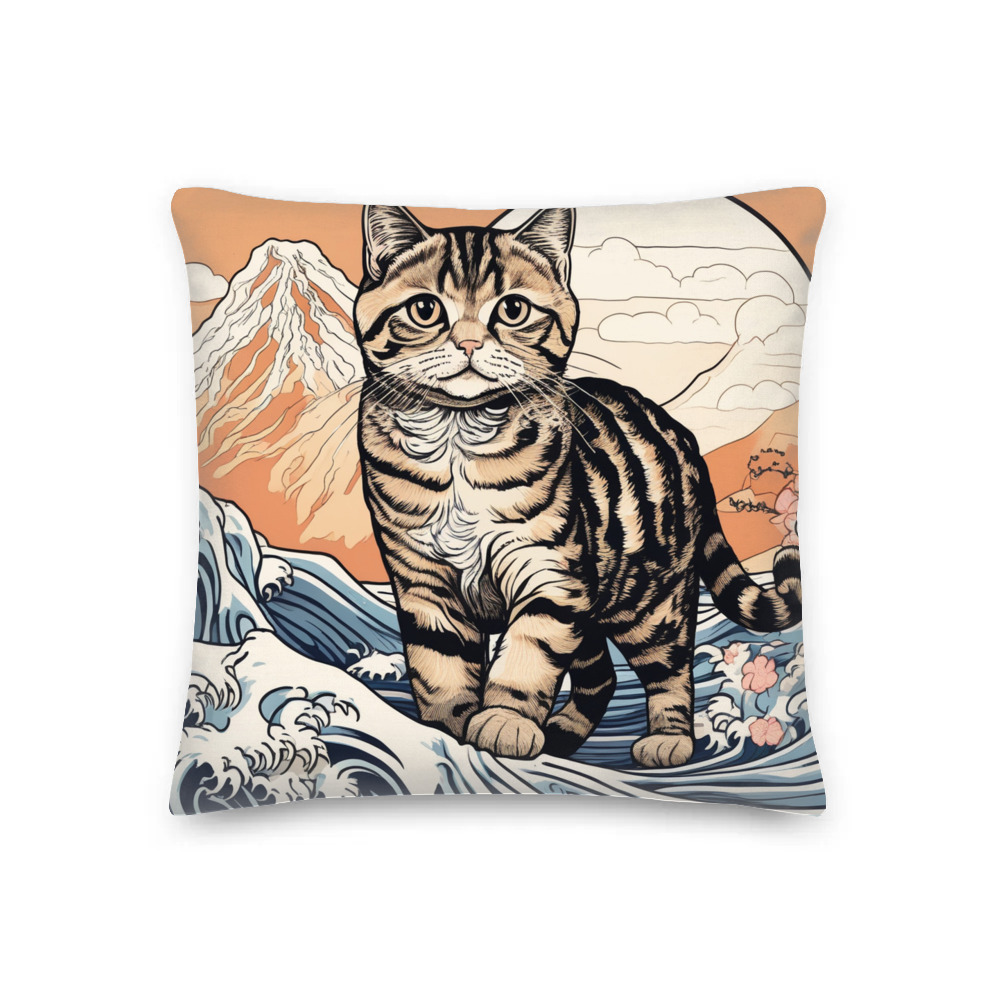 PugMug Custom Tabby Scottish Fold Cat Premium Pillow