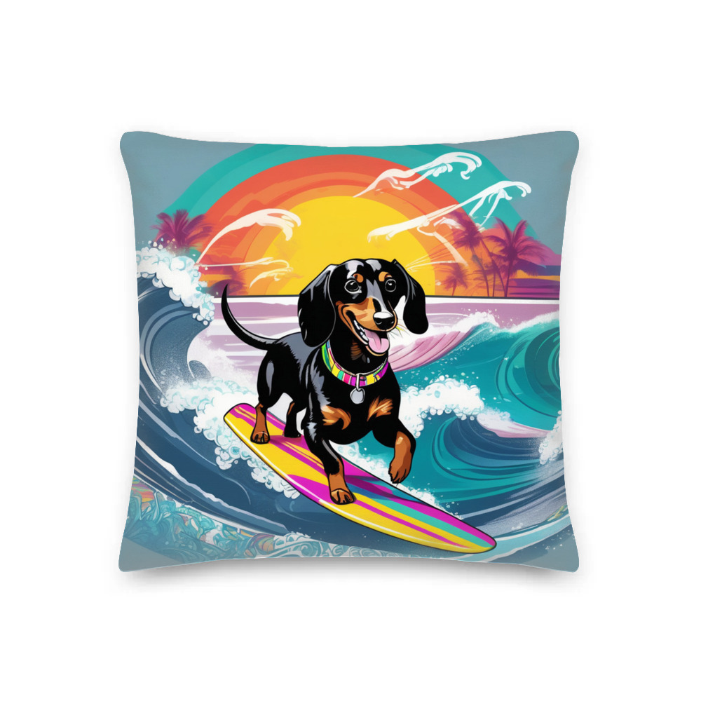 PugMug Custom Black Dachshund Premium Pillow