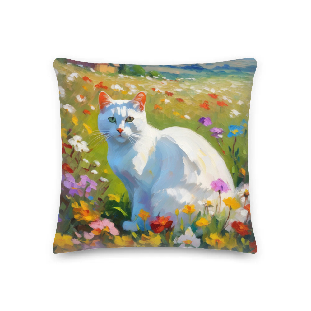 PugMug Custom White Exotic Cat Premium Pillow