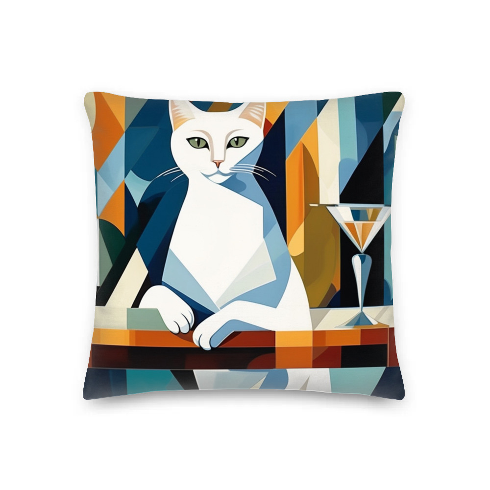 PugMug Custom White Companion Cat Premium Pillow
