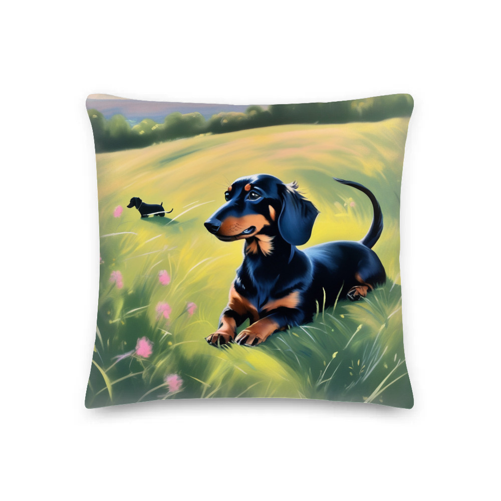 PugMug Custom Black Dachshund Premium Pillow