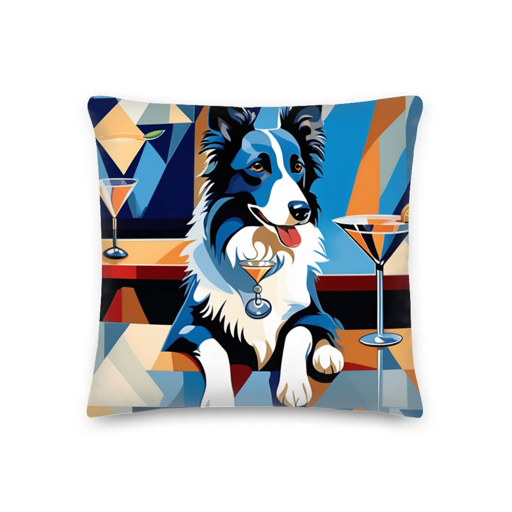PugMug Custom Blue Merle Border Collie Premium Pillow