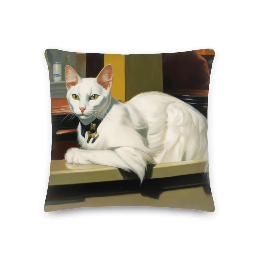 PugMug Custom White Companion Cat Premium Pillow