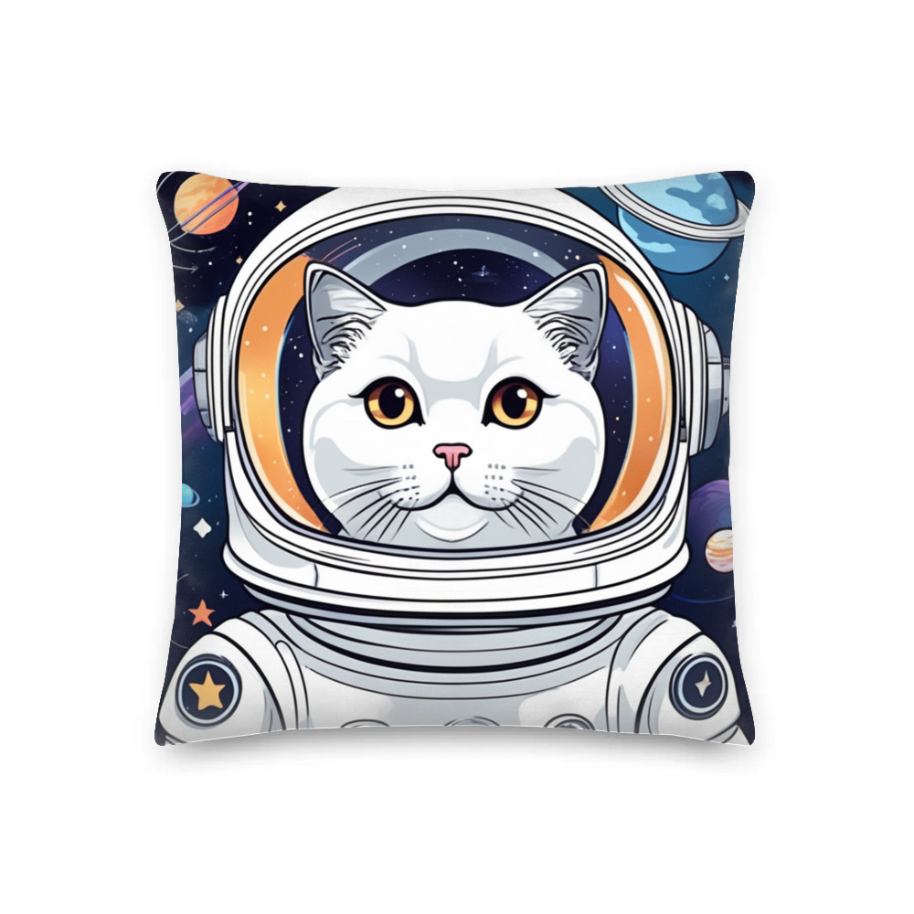 PugMug Custom White Scottish Fold Cat Premium Pillow