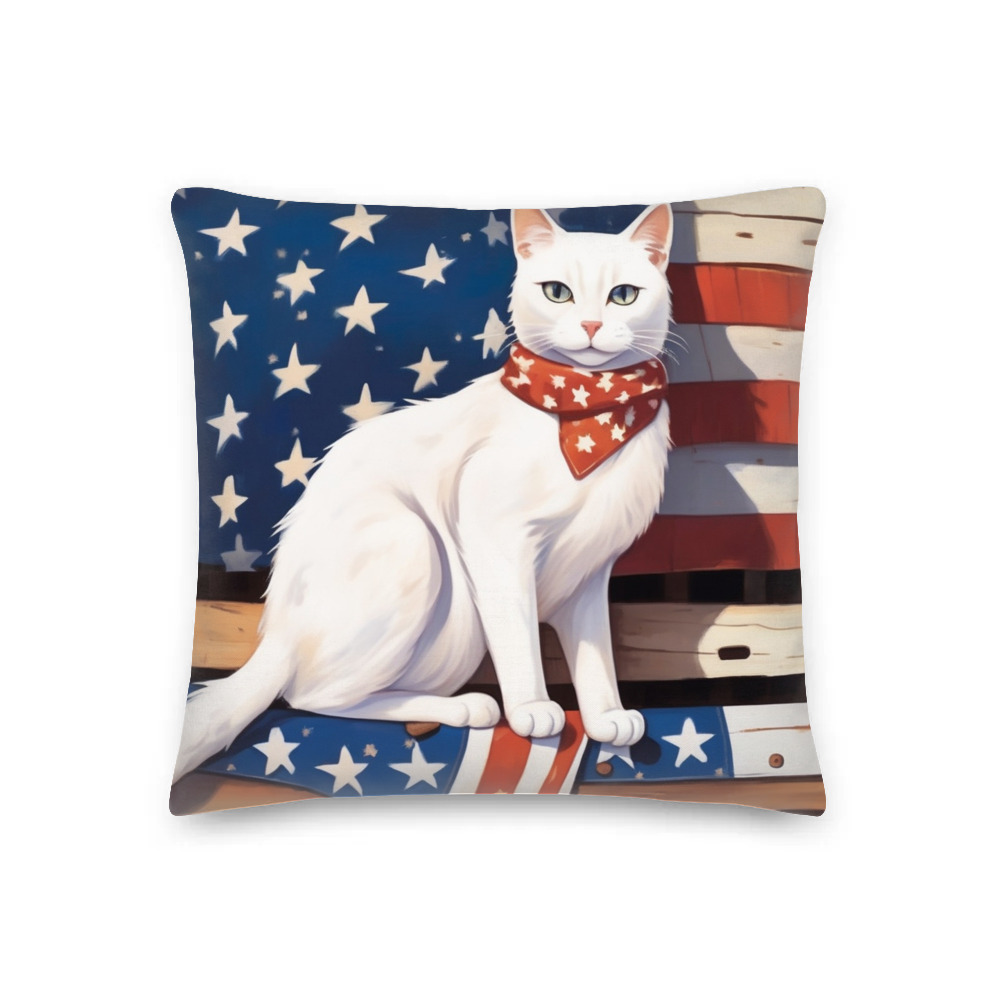 PugMug Custom White Companion Cat Premium Pillow