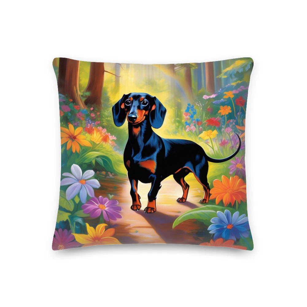 PugMug Custom Black Dachshund Premium Pillow