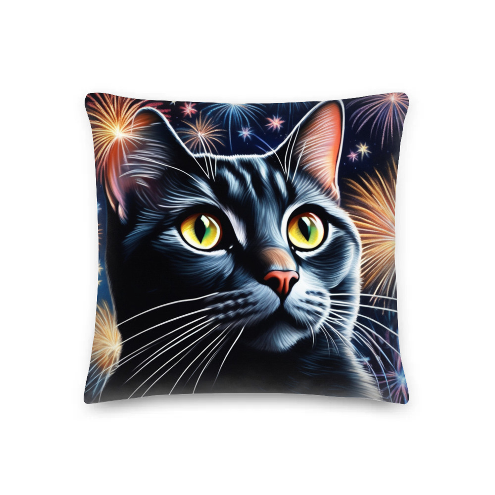 PugMug Custom Black American Shorthair Cat Premium Pillow
