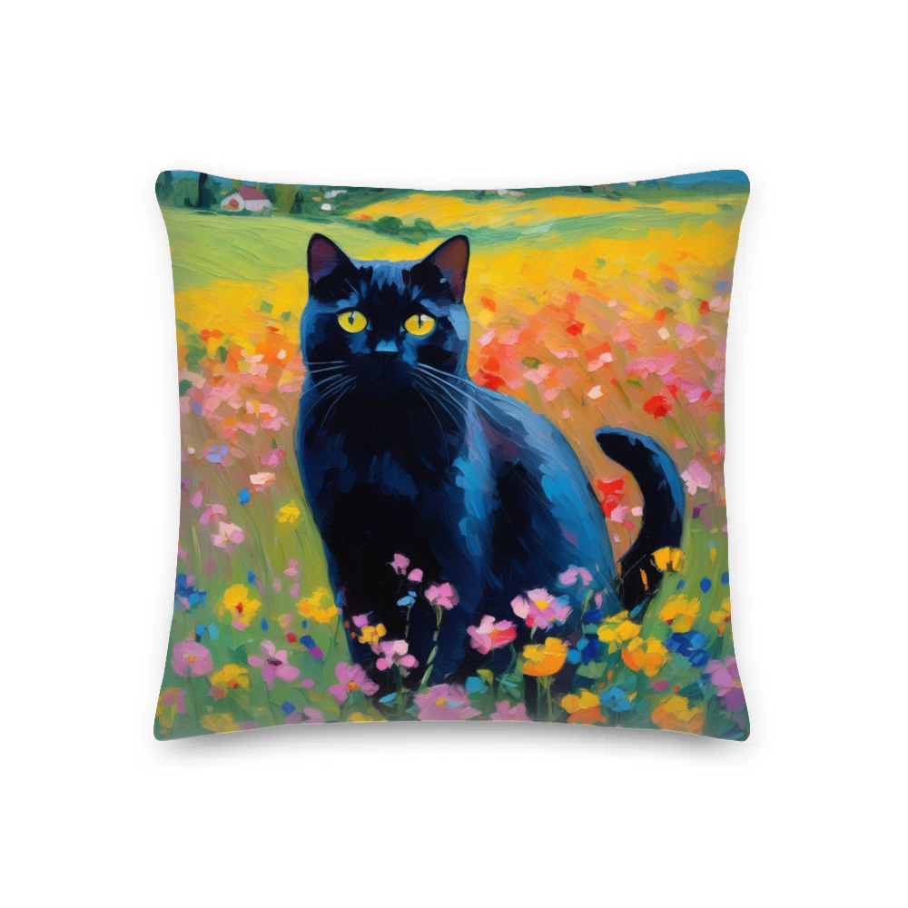 PugMug Custom Black British Shorthair Cat Premium Pillow