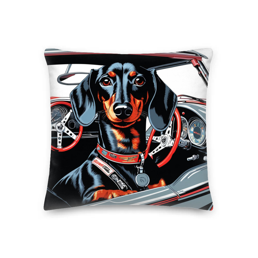 PugMug Custom Black Dachshund Premium Pillow