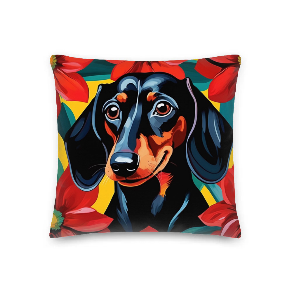 PugMug Custom Black Dachshund Premium Pillow