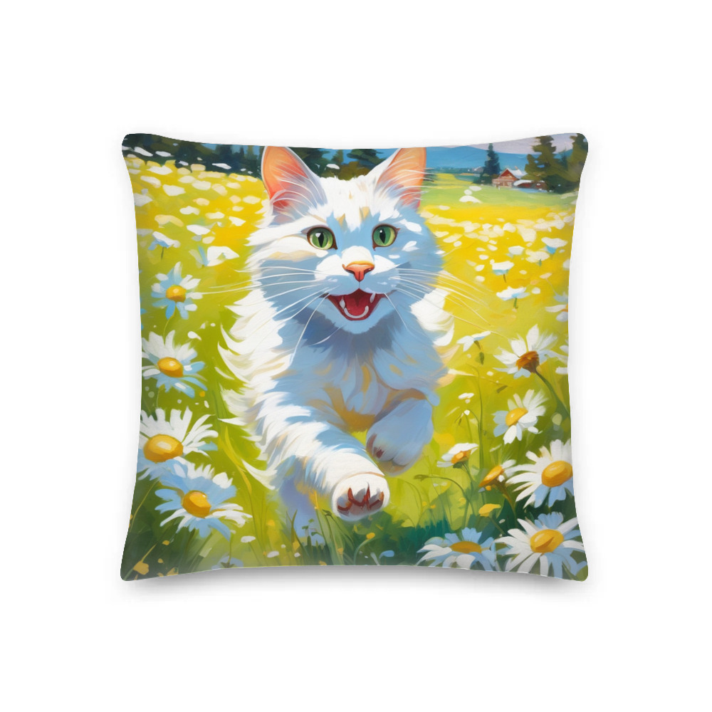 PugMug Custom White Companion Cat Premium Pillow