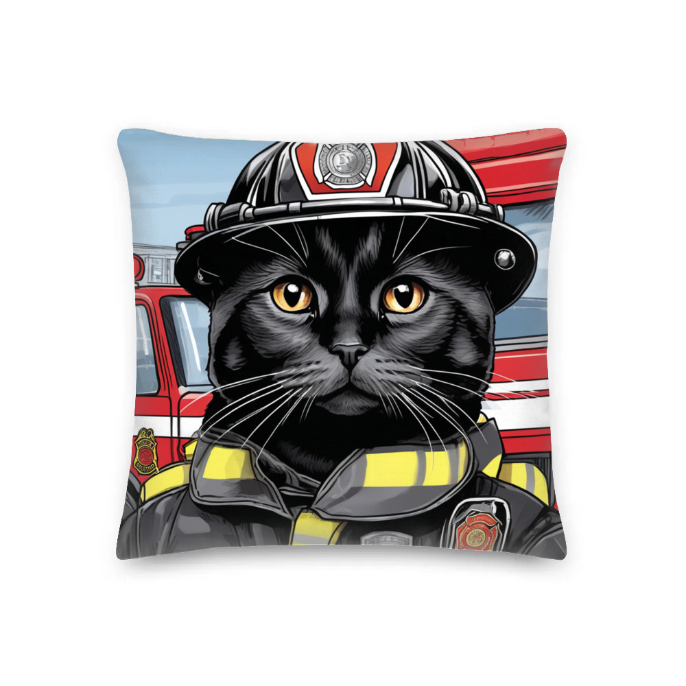 PugMug Custom Black Scottish Fold Cat Premium Pillow