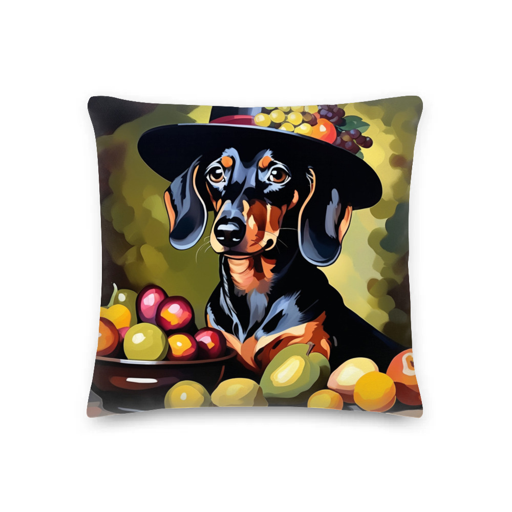PugMug Custom Black Dachshund Premium Pillow