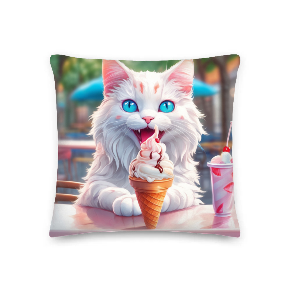 PugMug Custom White Companion Cat Premium Pillow