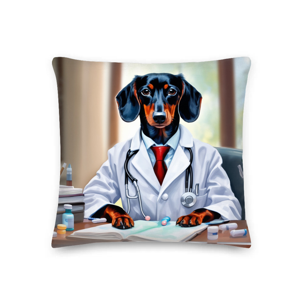 PugMug Custom Black Dachshund Premium Pillow