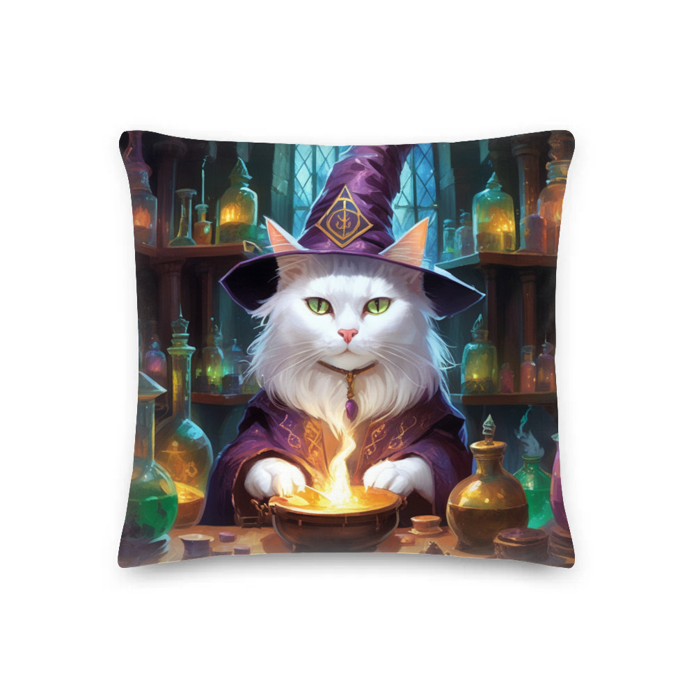 PugMug Custom White Companion Cat Premium Pillow