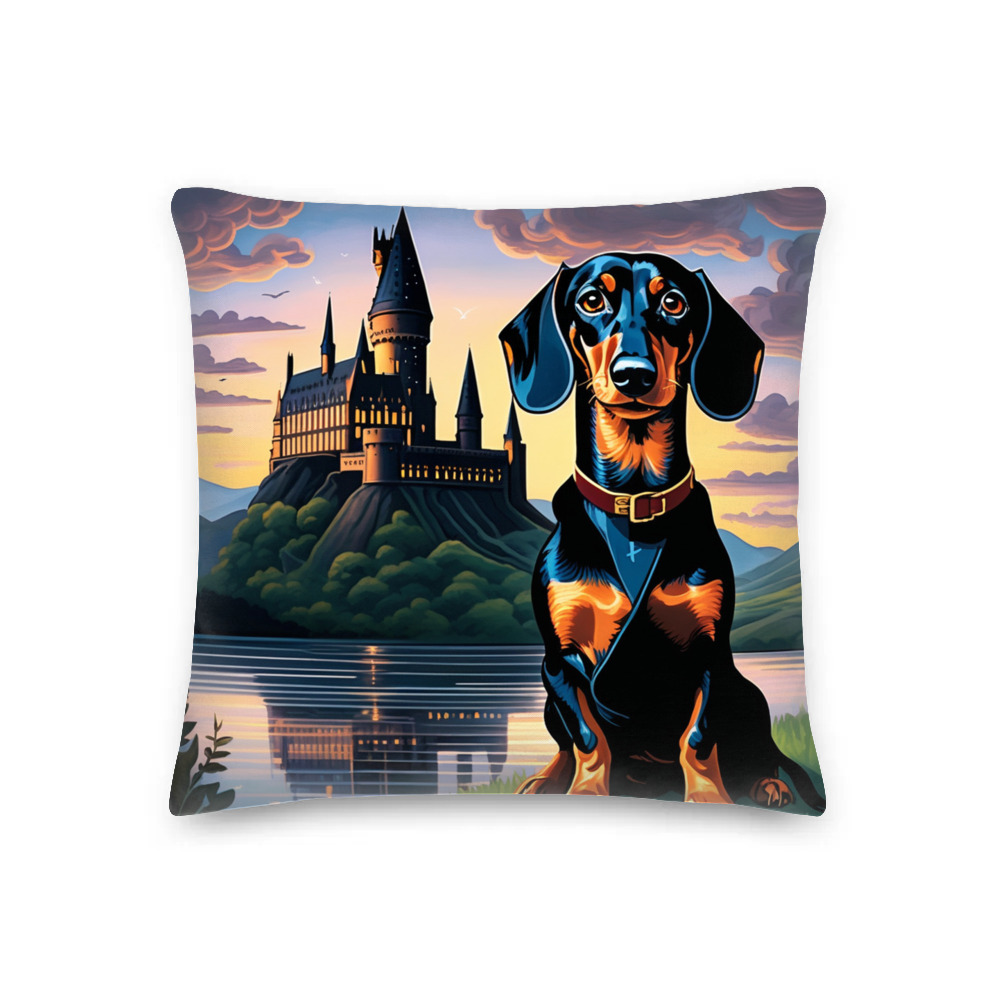 PugMug Custom Black Dachshund Premium Pillow