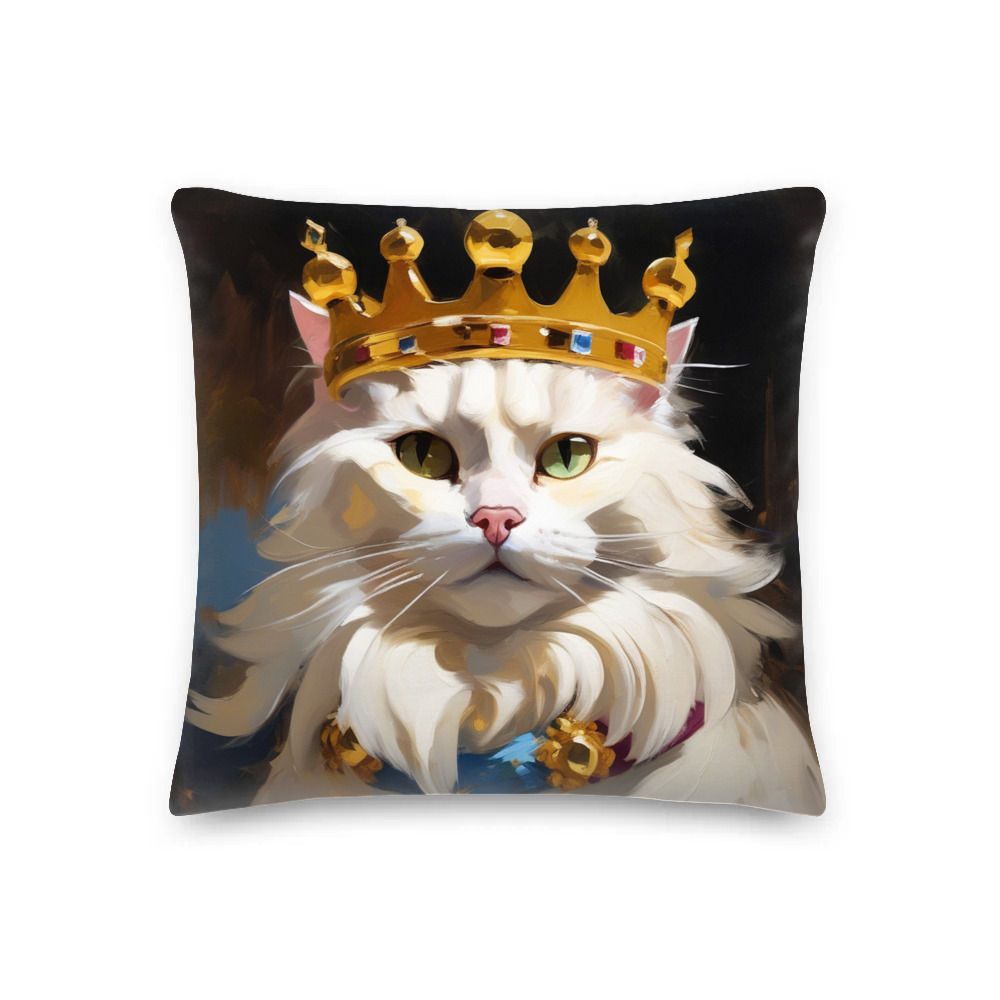 PugMug Custom White Companion Cat Premium Pillow