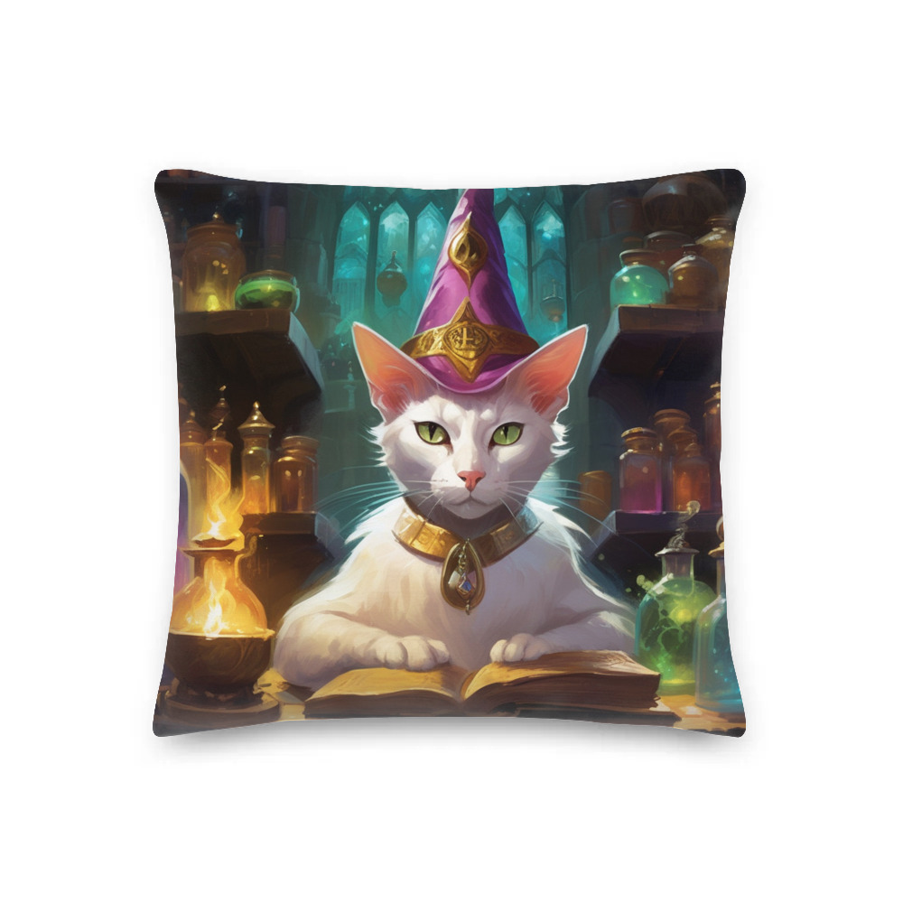 PugMug Custom White Abyssinian Cat Premium Pillow