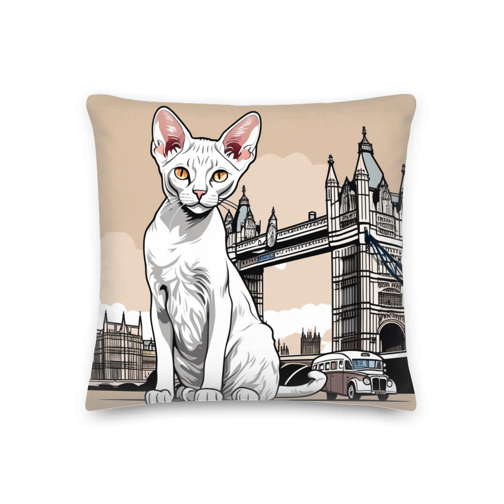 PugMug Custom White Devon Rex Cat Premium Pillow