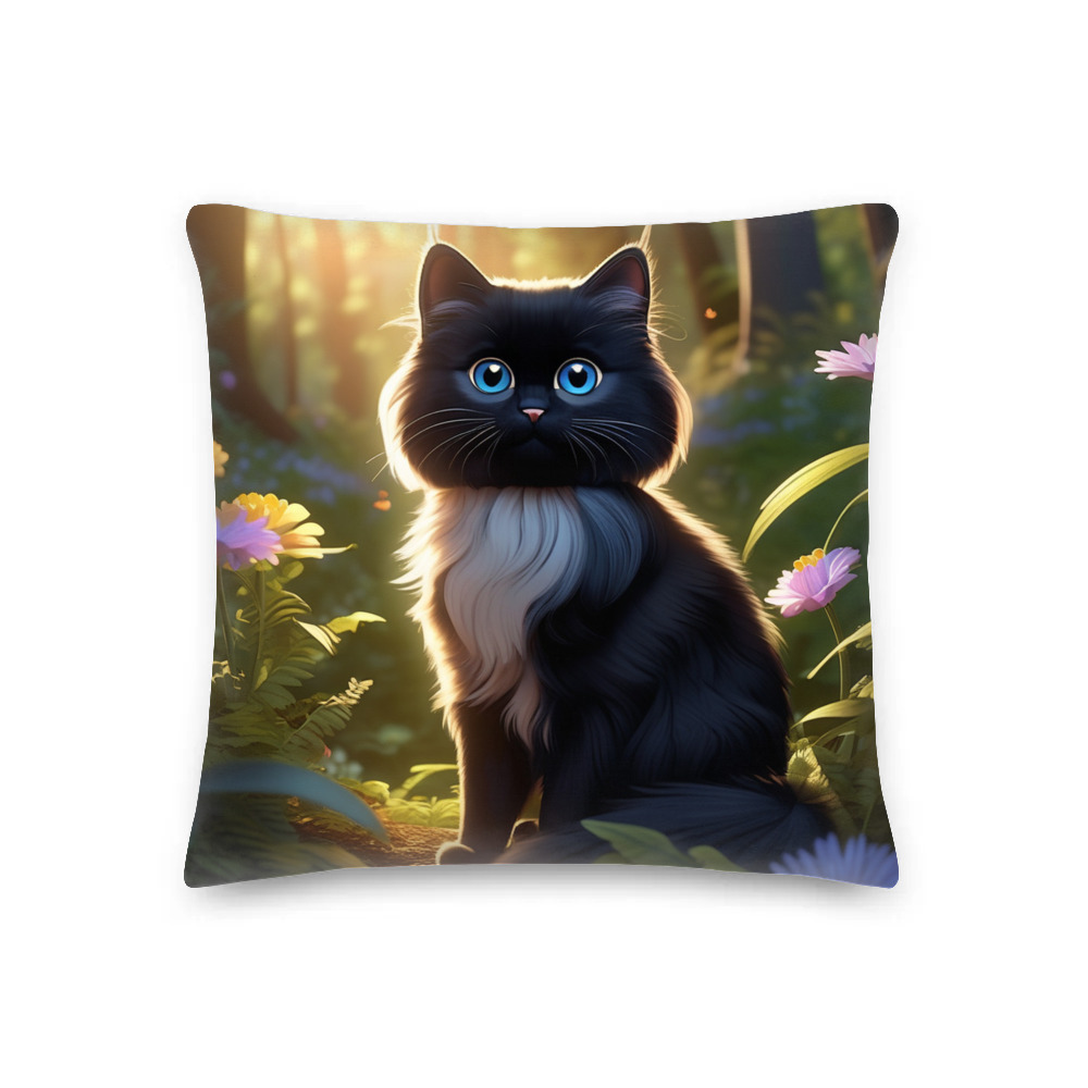 PugMug Custom Black Ragdoll Cat Premium Pillow
