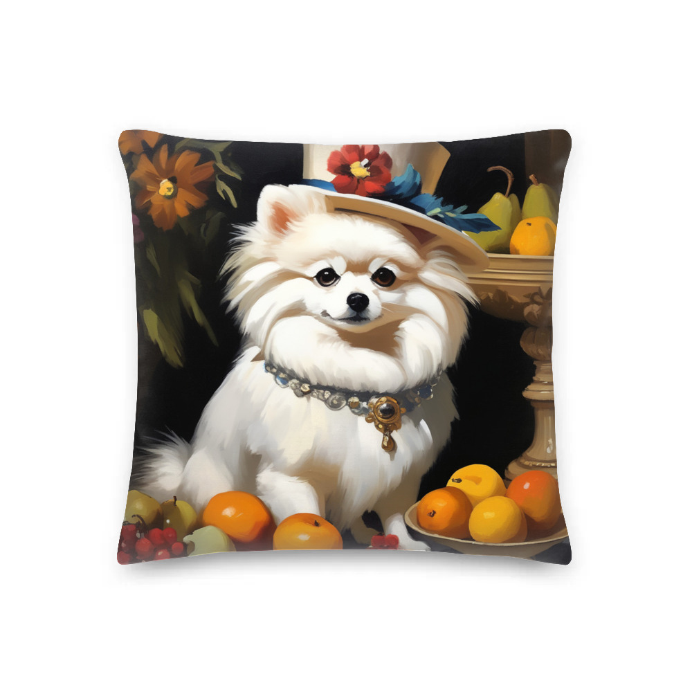 PugMug Custom White Pomeranian Premium Pillow