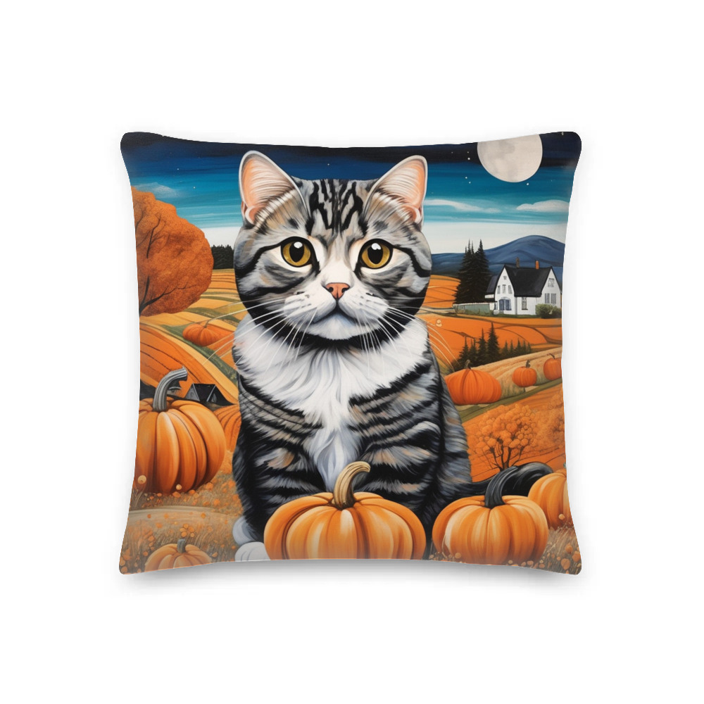 PugMug Custom Tabby Scottish Fold Cat Premium Pillow