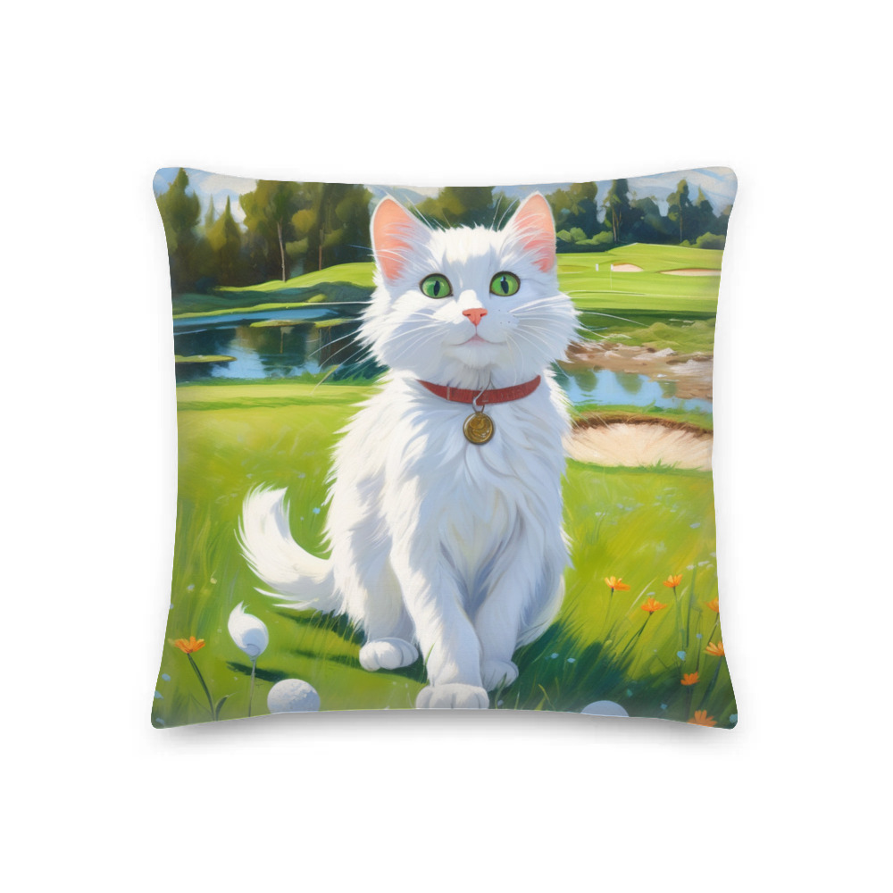 PugMug Custom White Companion Cat Premium Pillow