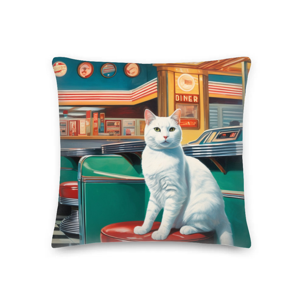 PugMug Custom White Companion Cat Premium Pillow