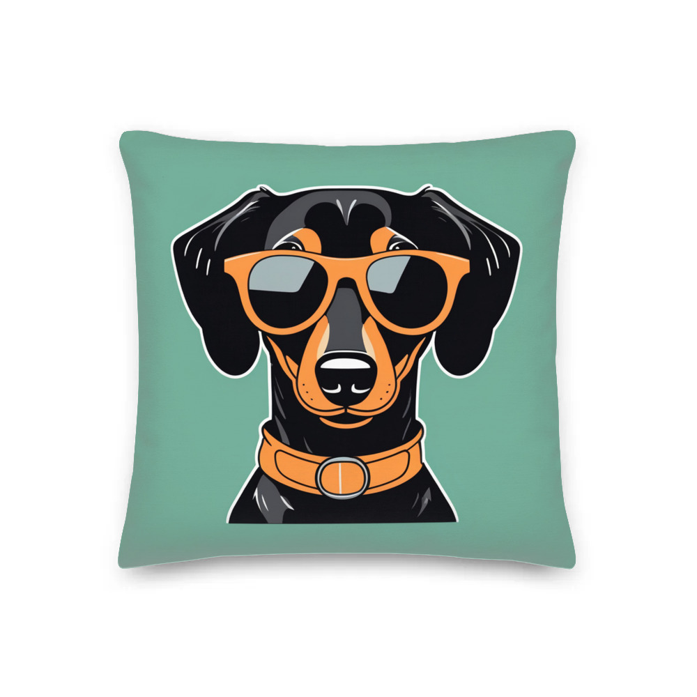 PugMug Custom Black Dachshund Premium Pillow
