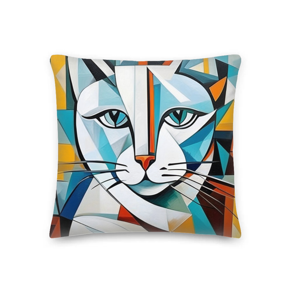 PugMug Custom White Companion Cat Premium Pillow