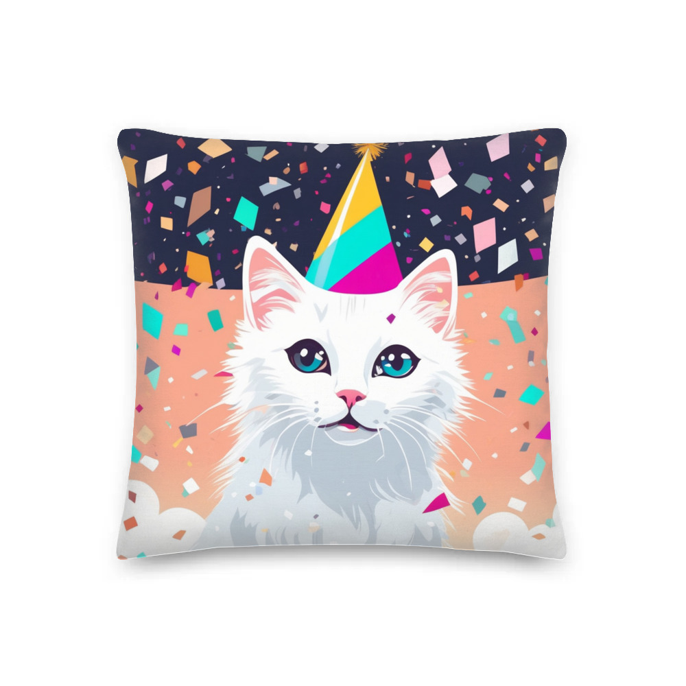 PugMug Custom White Companion Cat Premium Pillow