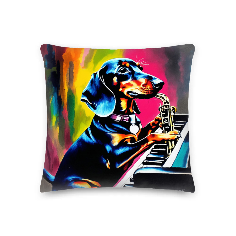PugMug Custom Black Dachshund Premium Pillow