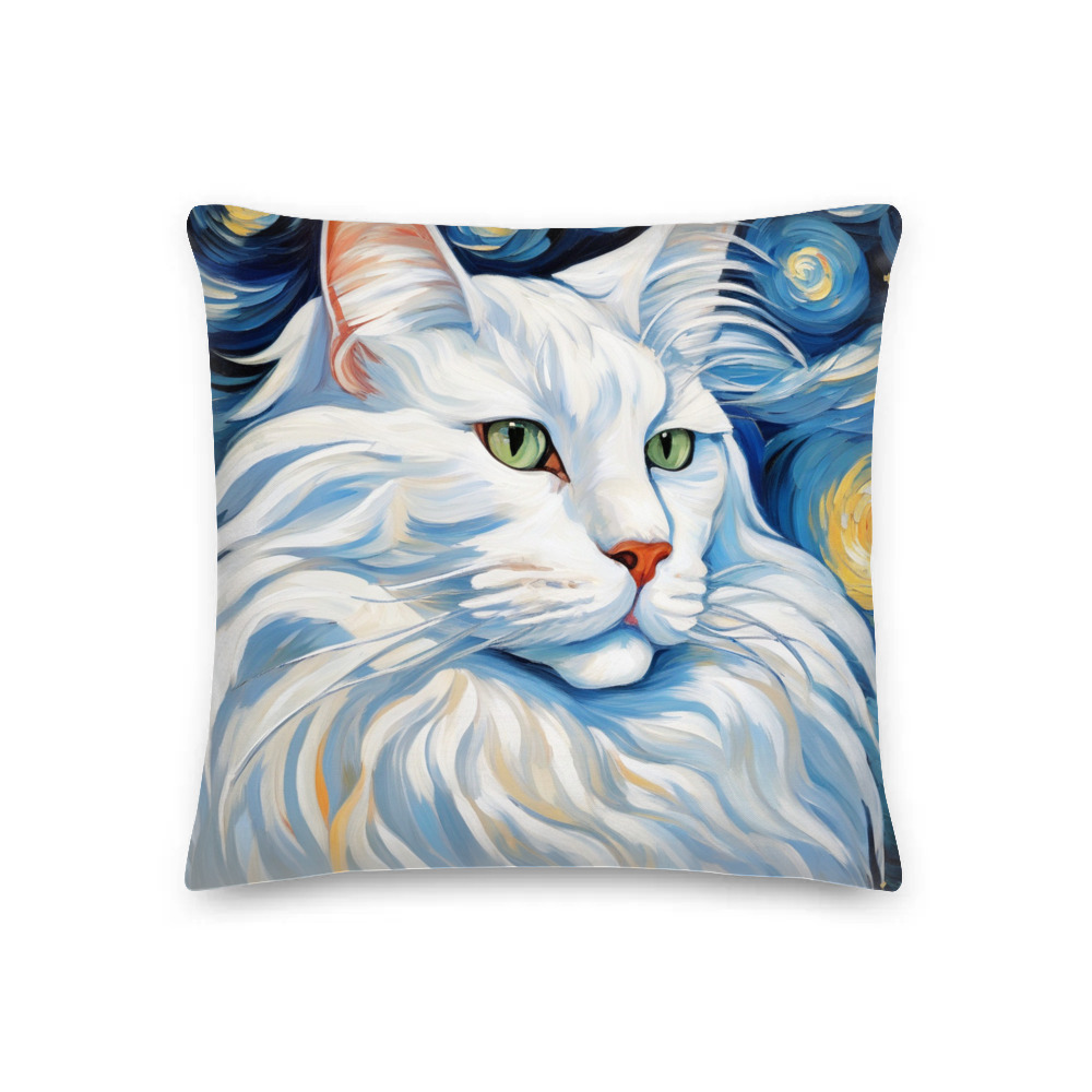 PugMug Custom White Maine Coon Cat Premium Pillow