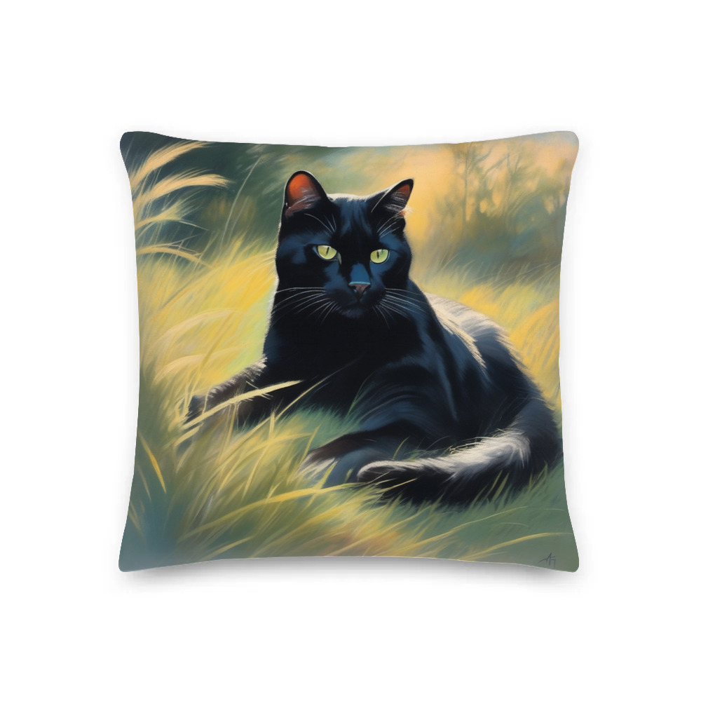 PugMug Custom Black Exotic Cat Premium Pillow