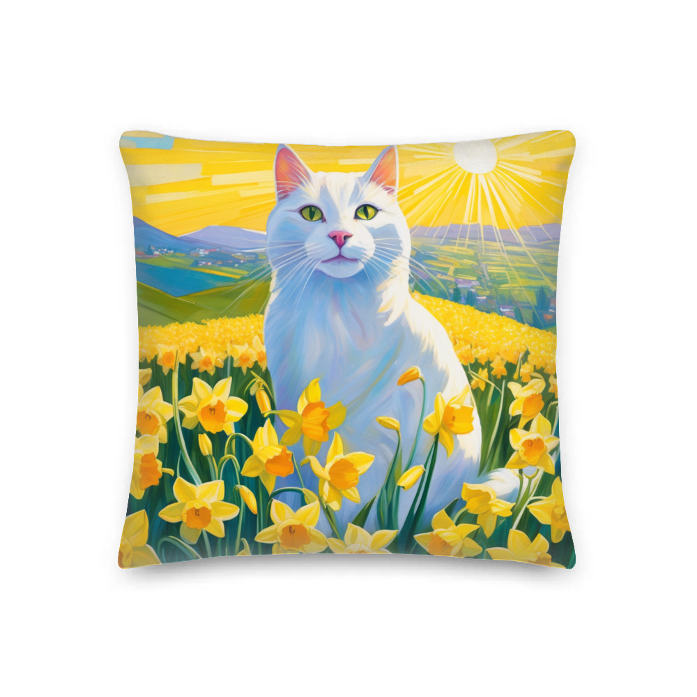 PugMug Custom White Companion Cat Premium Pillow