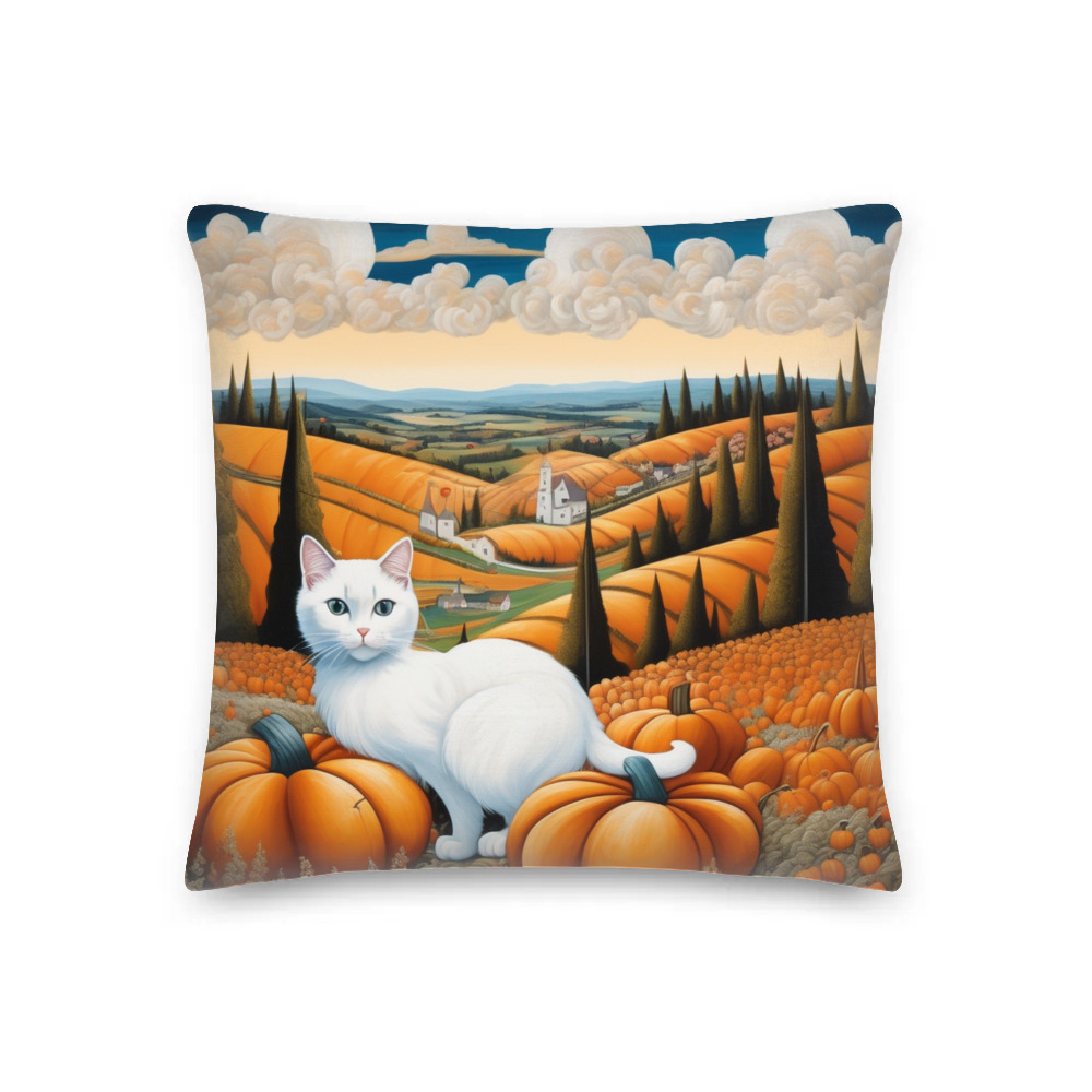 PugMug Custom White Companion Cat Premium Pillow